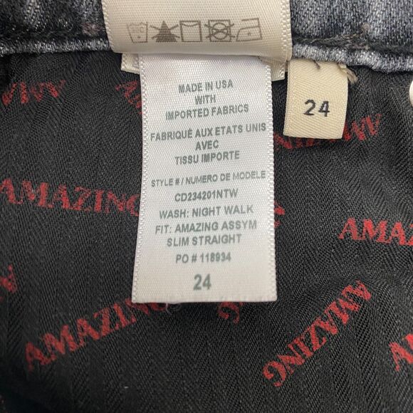 Alice Olivia Amazing Asymmetrical Slim Straight Jeans Night Walk Gray Women‎ 24 - Picture 8 of 13